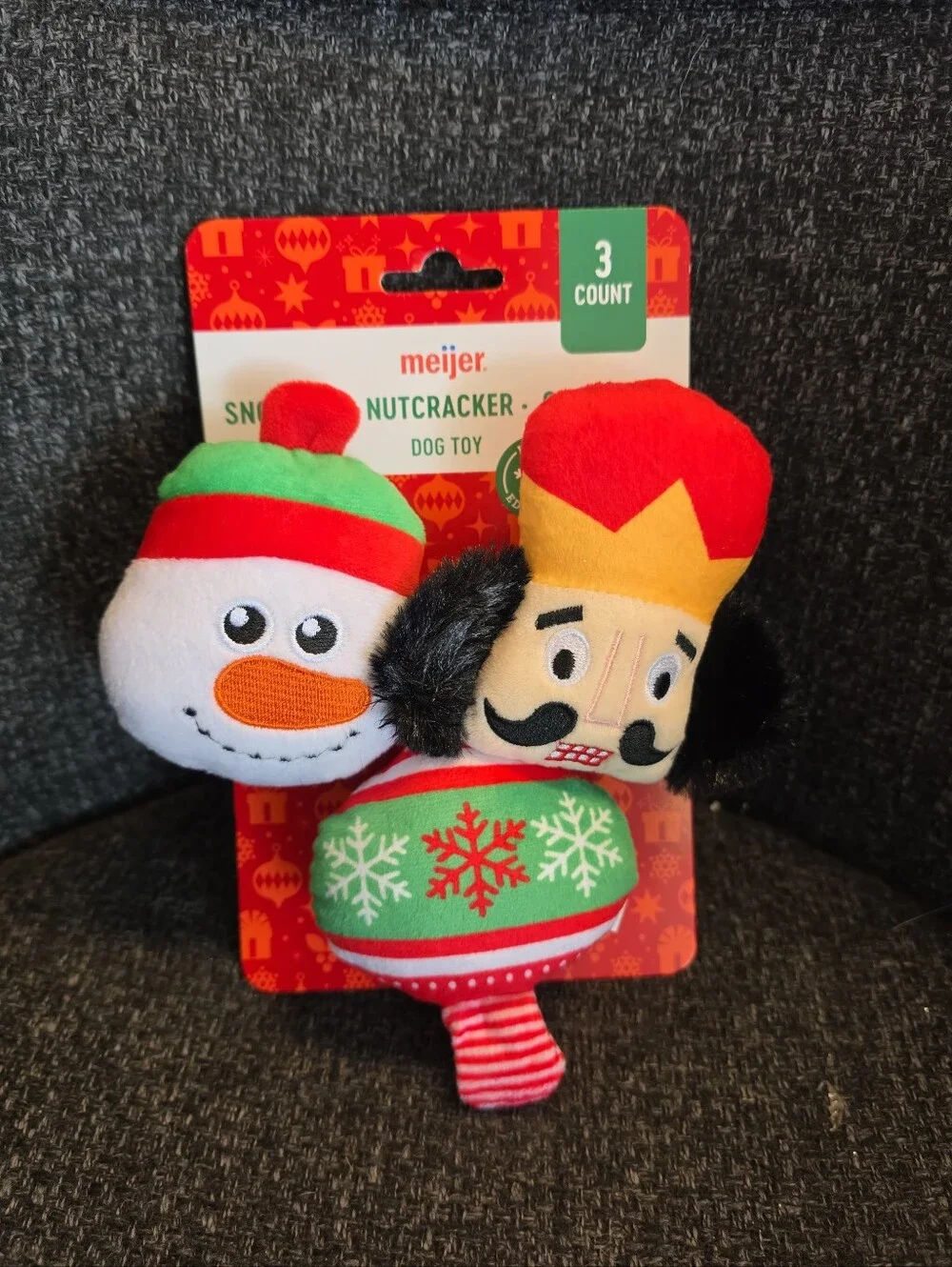 NIP Snowman Nutcracker & Ornament Christmas Themed Dog Toys Miejer Squeaky